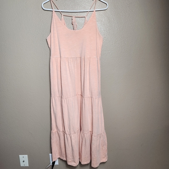 Old Navy Womens Washed Coral Tiered Slub-Knit Midi Cami Swing Dress-Size L - Picture 3 of 12